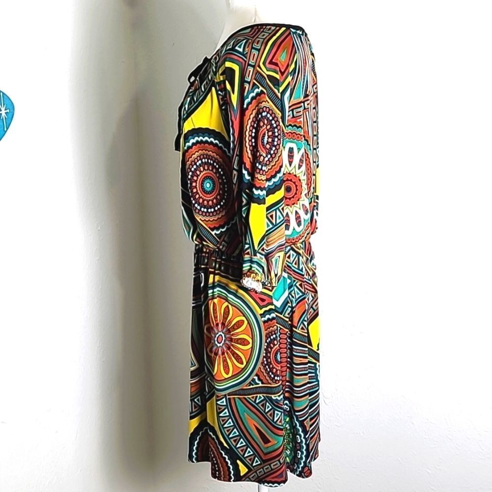 Luxe USA Colorful Abstract Art Jersey Dress, Size Large - Picture 7 of 10